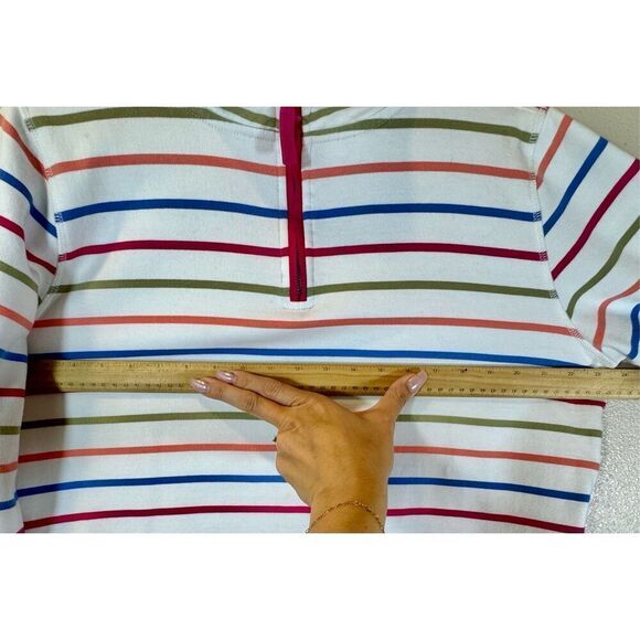Woolovers Striped Organic Cotton Half Zip Sweatshirt Women's Crewneck Large - Picture 14 of 15